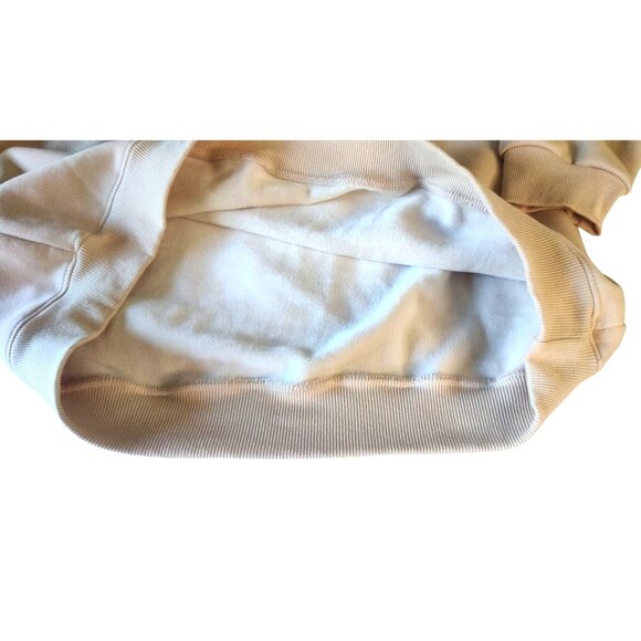 Snoopy Crewneck Beige Fall Leaves Graphic Embroidered Lined Sweatshirt - Picture 13 of 15